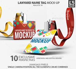 工作牌嘉宾证模型：Lanyard Name Tag Badge Mockup